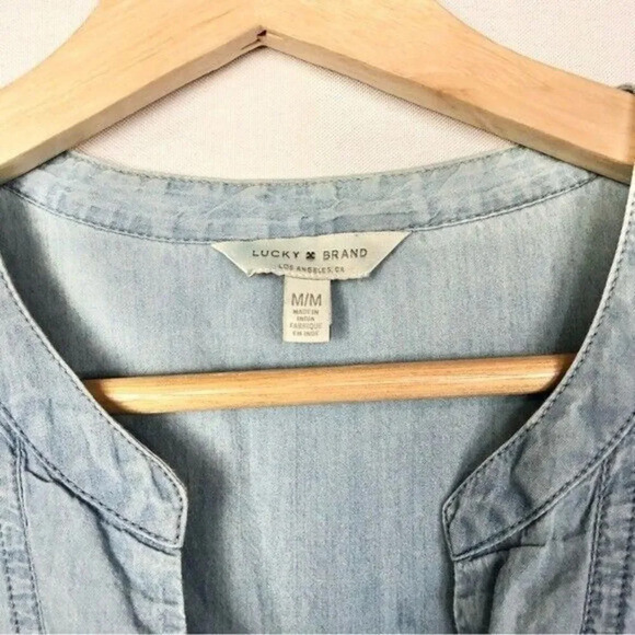 Lucky Brand Light Blue Chambray Short Sleeve Mini Dress M - Picture 4 of 5